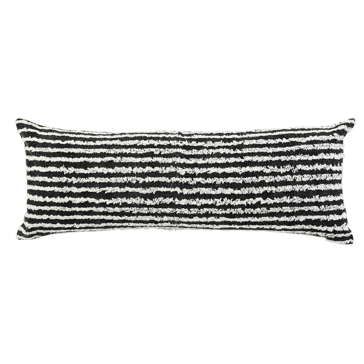 Laddha Home Designs 36" Black and Beige Wispy Ways Rectangular Lumbar Throw Pillow